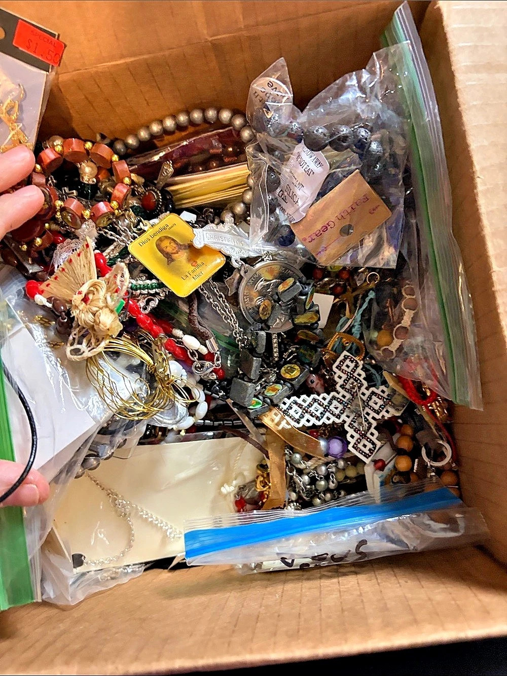 Five pounds Assorted religious jewelry